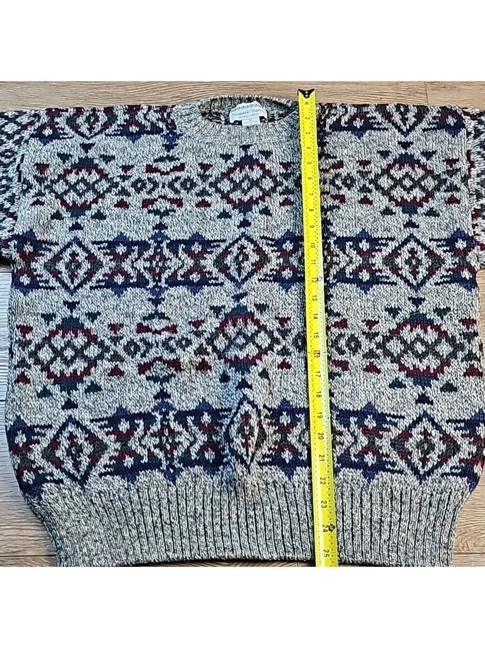 Nomadic Traders 100% Wool Knit Southwest Nordic Crew Neck Pullover Sweater